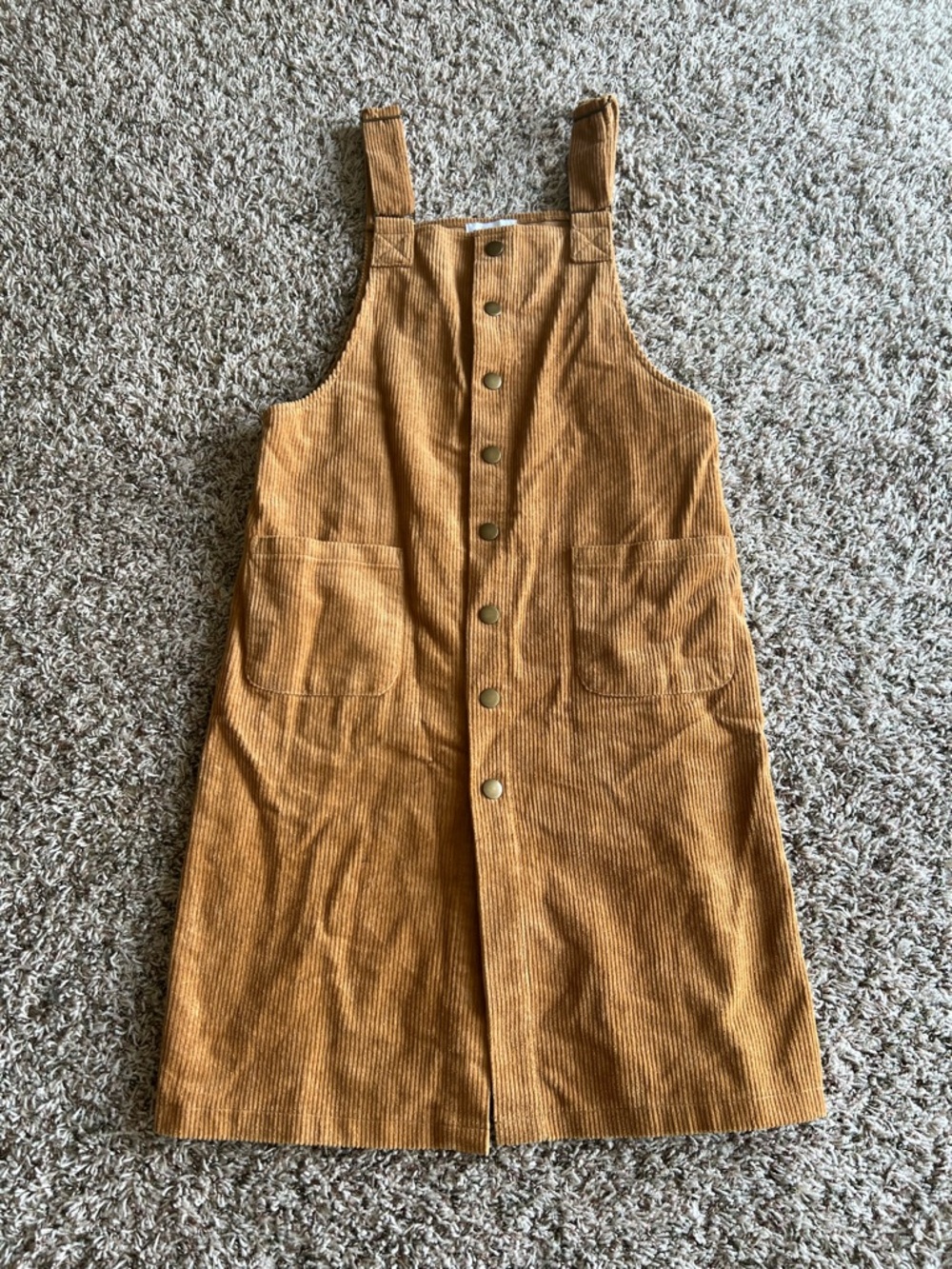 Corduroy Pinafore Dress in Mustard